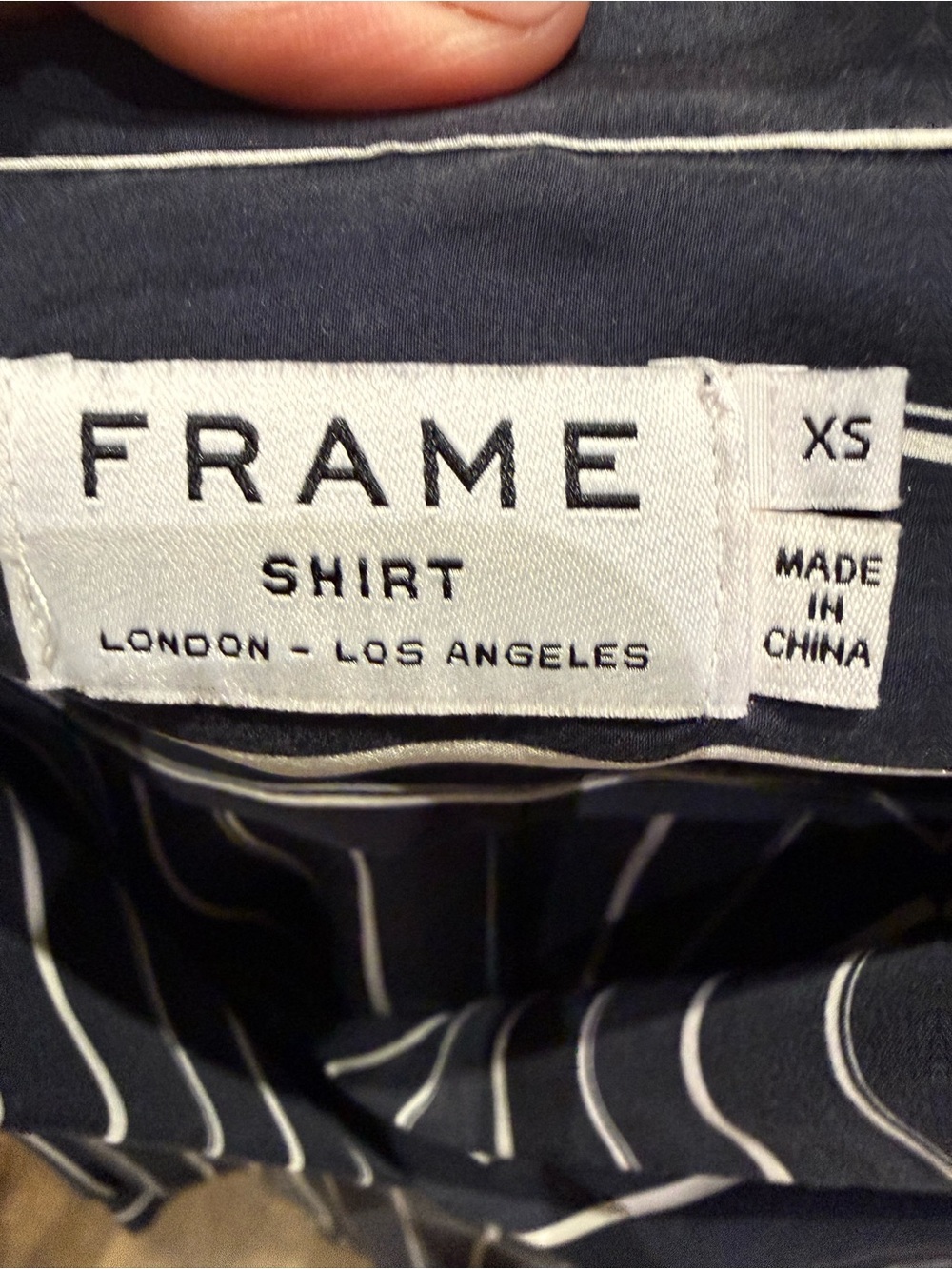 Frame Denim Navy and White Vertical-Stripe Tie-Hem Blouse - Picture 2 of 3